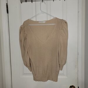 Astr Women's Tan Sweater - Crew Neck